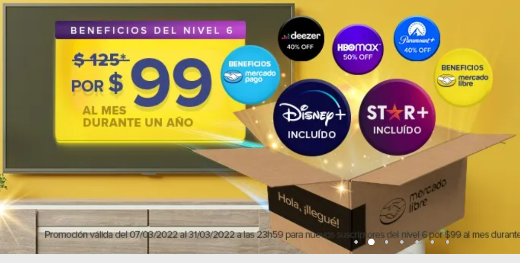 Nivel 6 de Mercado Libre por $99/m Disney Plus y Star Plus GRATIS - Más Ofertas  México
